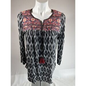 One September Blouse Womens S Boho Tunic Embroidered Flowy Festival